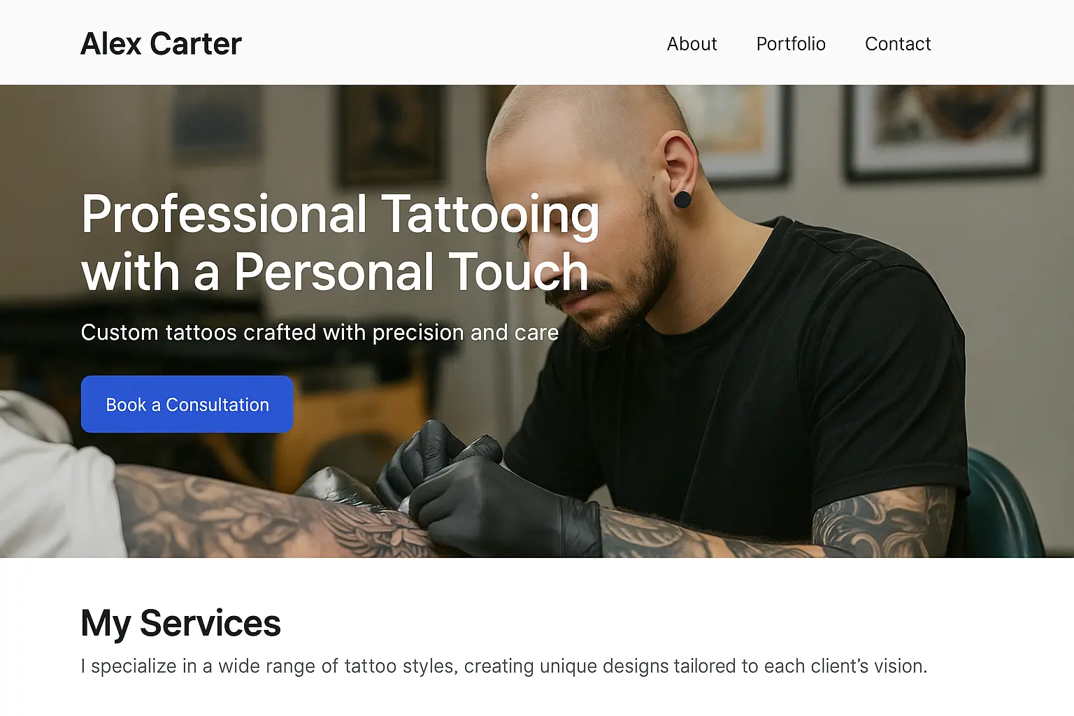 Landing para estudio de tatuajes